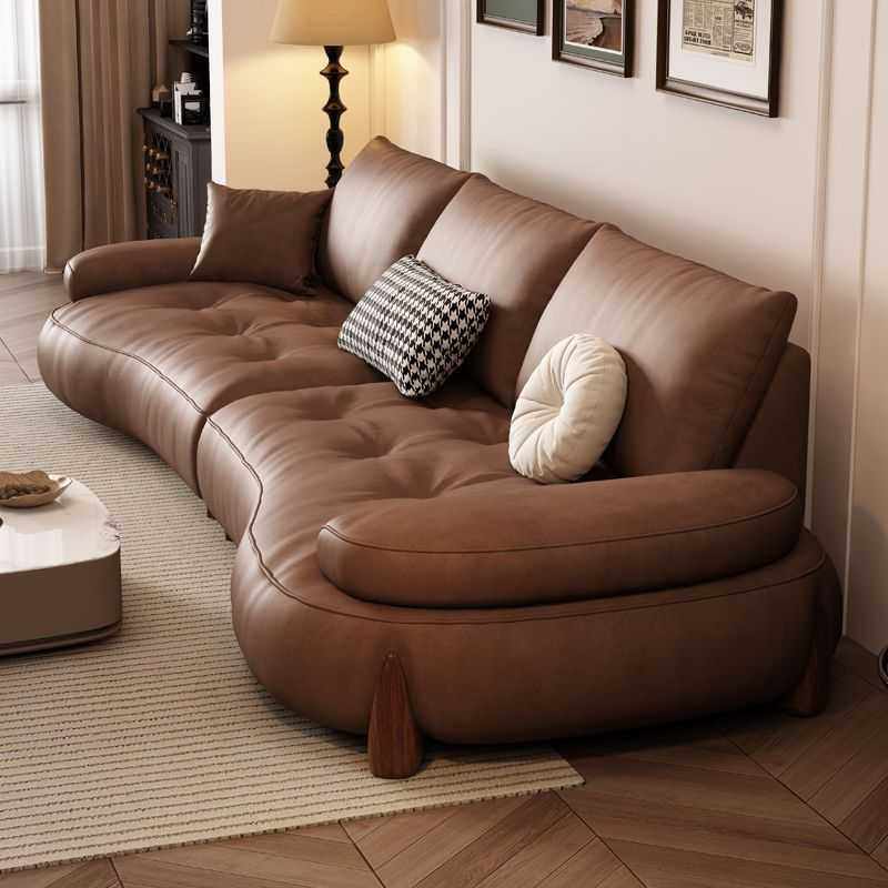 真皮沙发复古风客厅组合大小户型家用创意弧形高端设计师网红沙发