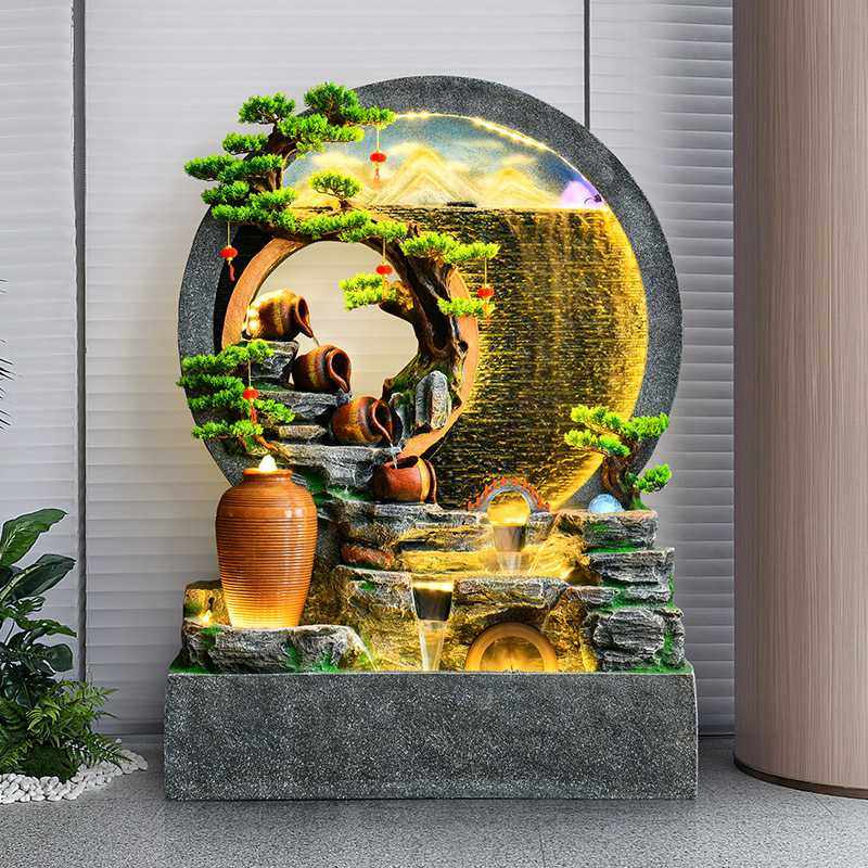 源头假山水幕墙流水诗画屏风客餐厅玄关圆形镂空景观鱼缸装饰摆件,玩具/童车/益智/积木/模型,垂直悬浮玩具,淘宝优惠券,粉丝福利购,淘宝优惠卷