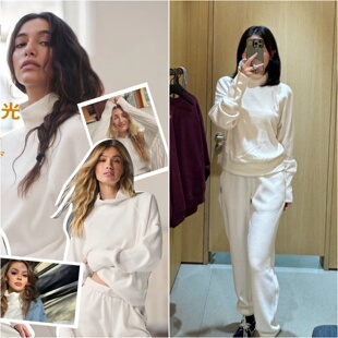 美国代购ALO Yoga高领套头衫上衣长裤运动健身休闲华夫格套装女款