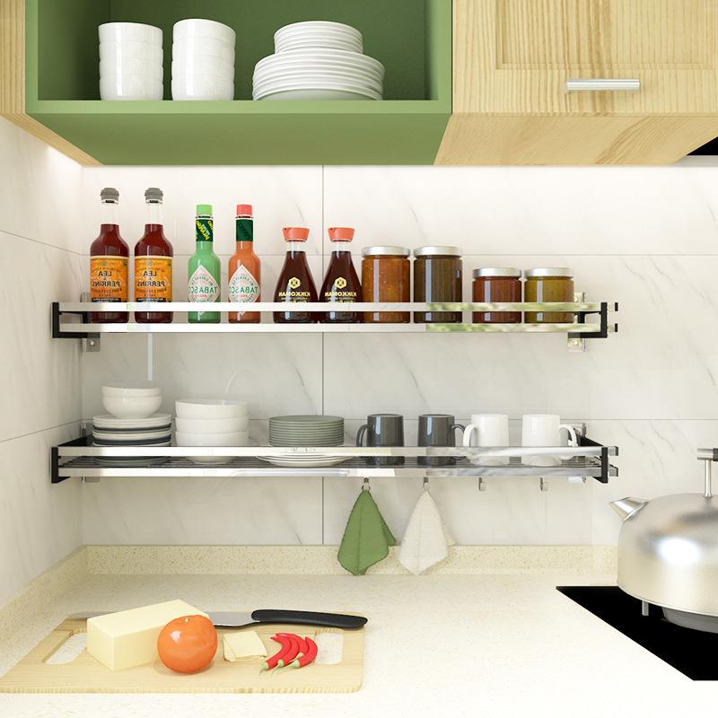 304不锈钢厨房置物架壁挂墙上调料架家居收纳储物架