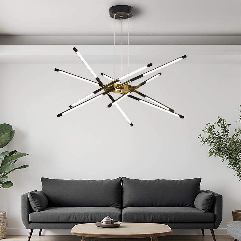 极简线条铁艺客厅吊灯北欧长条家用软装设计师款餐厅卧室书房灯具