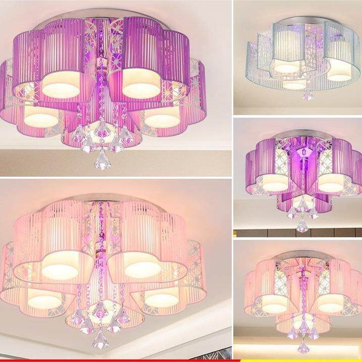 创意星月现代简约公主女孩房间灯饰圆形温馨led儿童卧室吸顶灯具