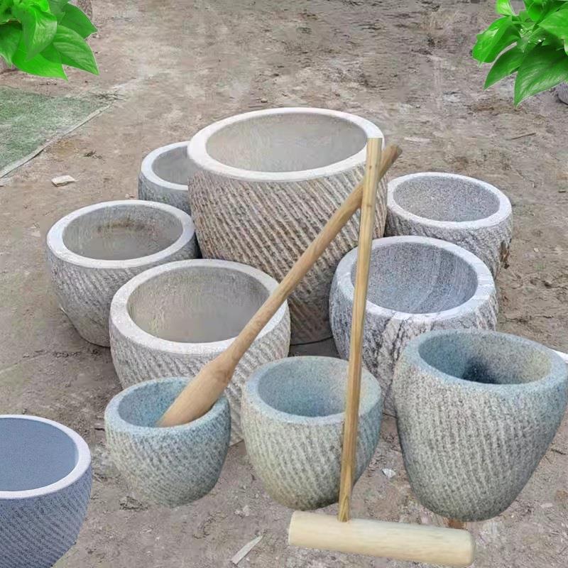 石雕花盆石臼庭院圆形水缸仿古装饰 石缸打糍粑年糕石窝老式石臼