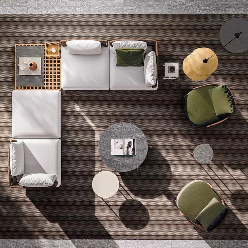 户外藤编沙发花园别墅酒店室外露天防水防晒阳台庭院柚木组合家具