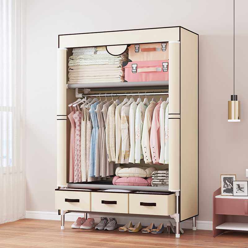 简易衣柜现代简约出租房用布衣柜钢管加粗加固家用收纳挂衣橱之满