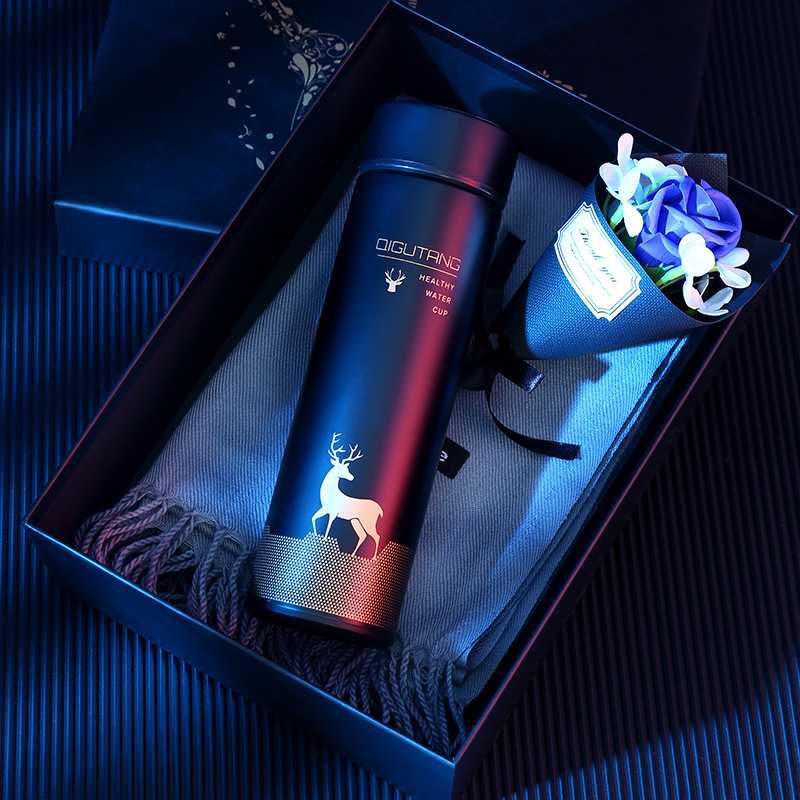 颈椎按摩仪礼盒保温杯肩部按摩器套装圣诞礼物送男友爸爸实用礼品