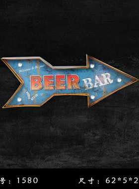 loft美式复古铁艺壁饰LED灯墙饰咖啡店酒吧家居个性装饰FML1580