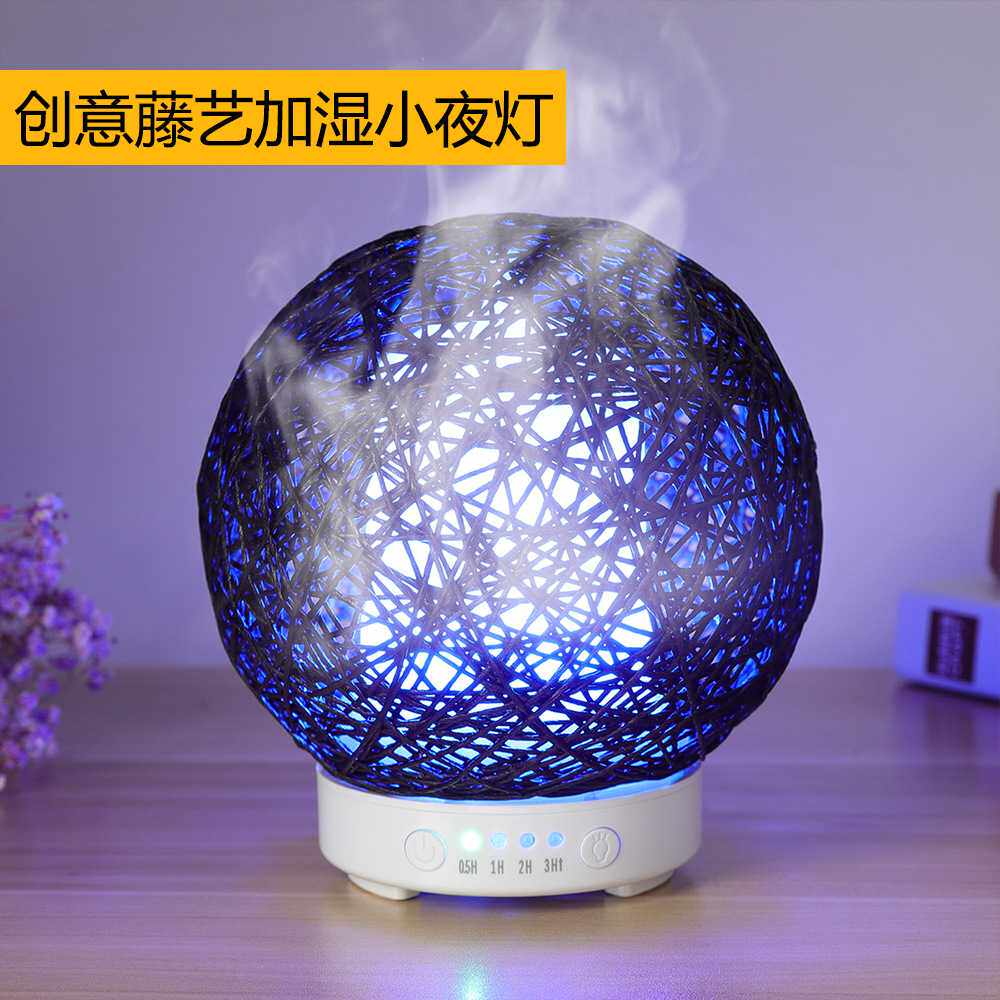 藤艺加湿器田园创意灯餐厅吧台客厅书房咖啡厅茶楼空气喷雾净化器