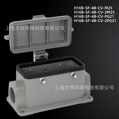 工业航空插头侧出带盖H16B-SF-4B-CV-PG21/2PG21矩形重载连接器