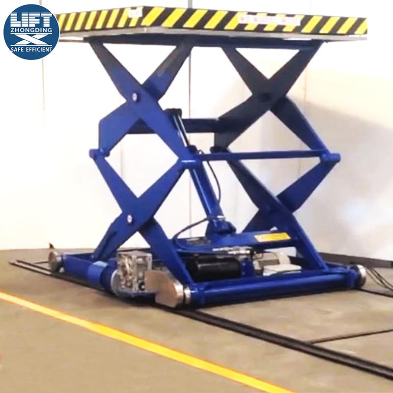剪叉式升降平台轨道行走剪刀式1吨超低台面移动升降机