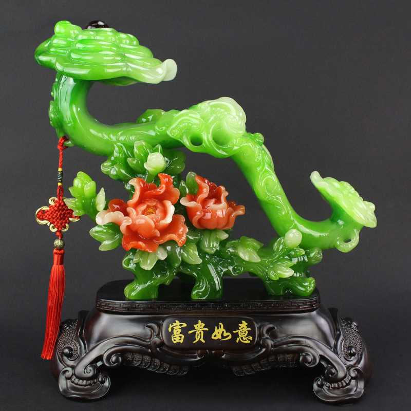 玉如意摆件 现代中式客厅家居饰品结婚礼物乔迁新房乔迁博古架