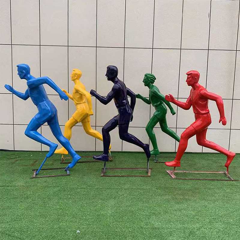玻璃钢体育运动跑步人物雕塑大型校园公园操场草坪装饰品景观摆件