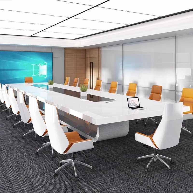 烤漆会议桌长桌简约现代长条桌会议室会议台洽谈桌椅组合办公家具