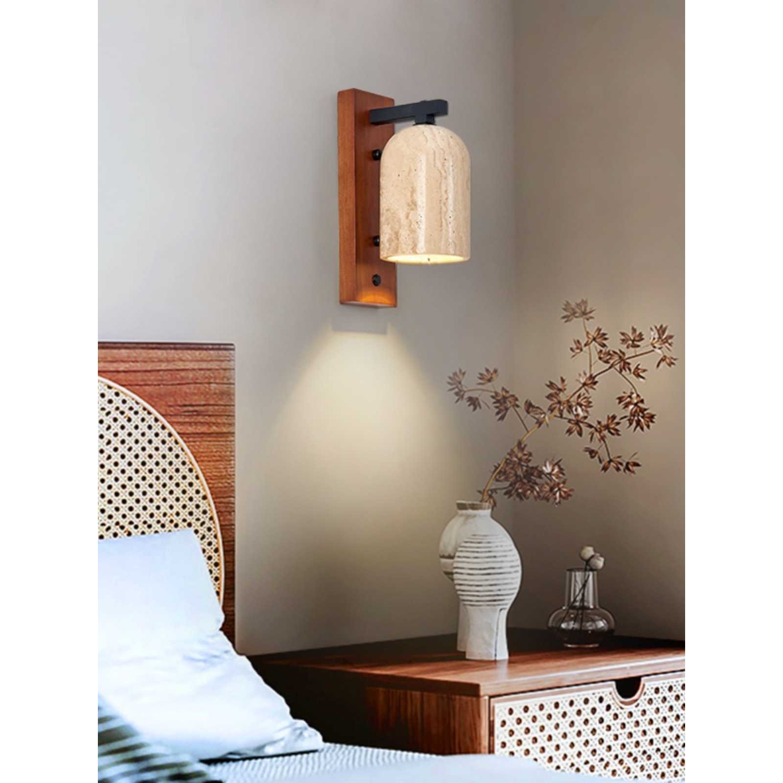 黄洞石日式侘寂风壁灯北欧设计师客厅卧室床头复古民宿楼梯过道灯