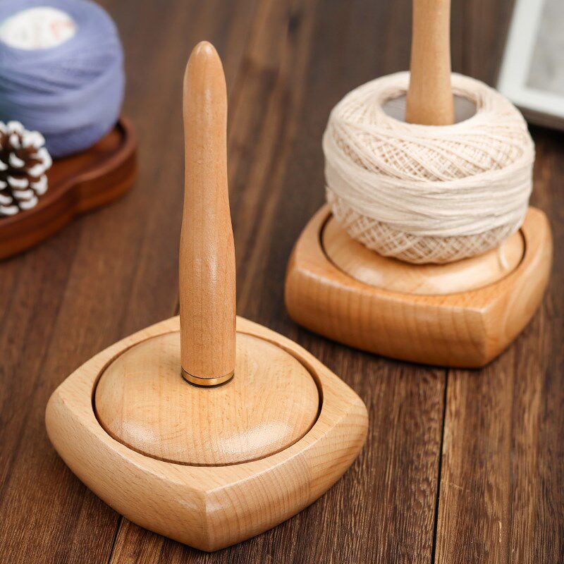 毛线轴转动的毛线轴绕线轴放线架纱球管家K提花钩编实木质编制工