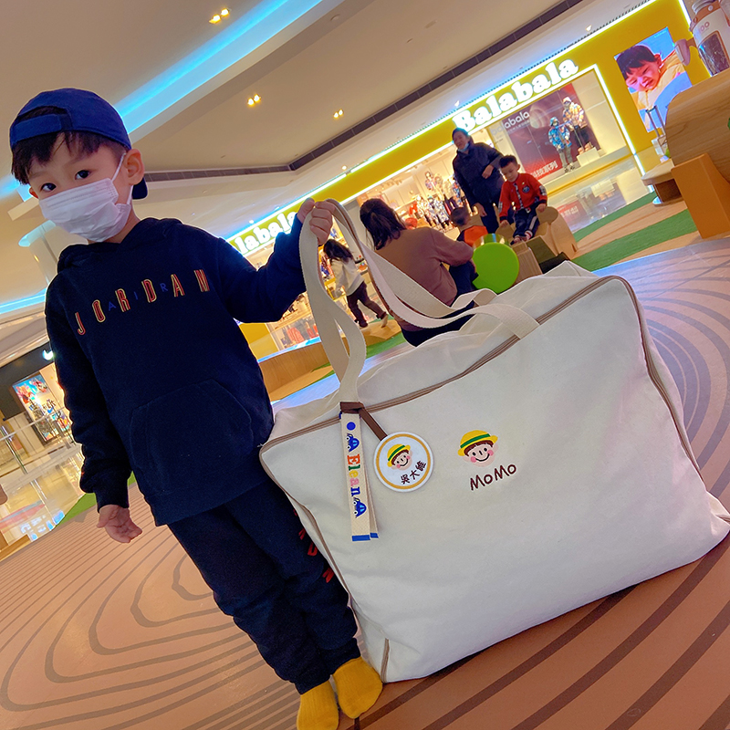 幼儿园可定制名字被子收纳包儿童被褥手提包O纯棉帆布超大号行李
