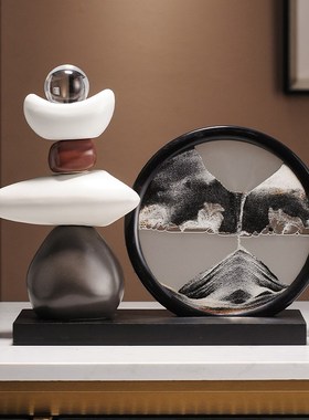 时来运转a流沙画摆件客厅酒柜电视柜玄关高档装饰品办公室旺事业