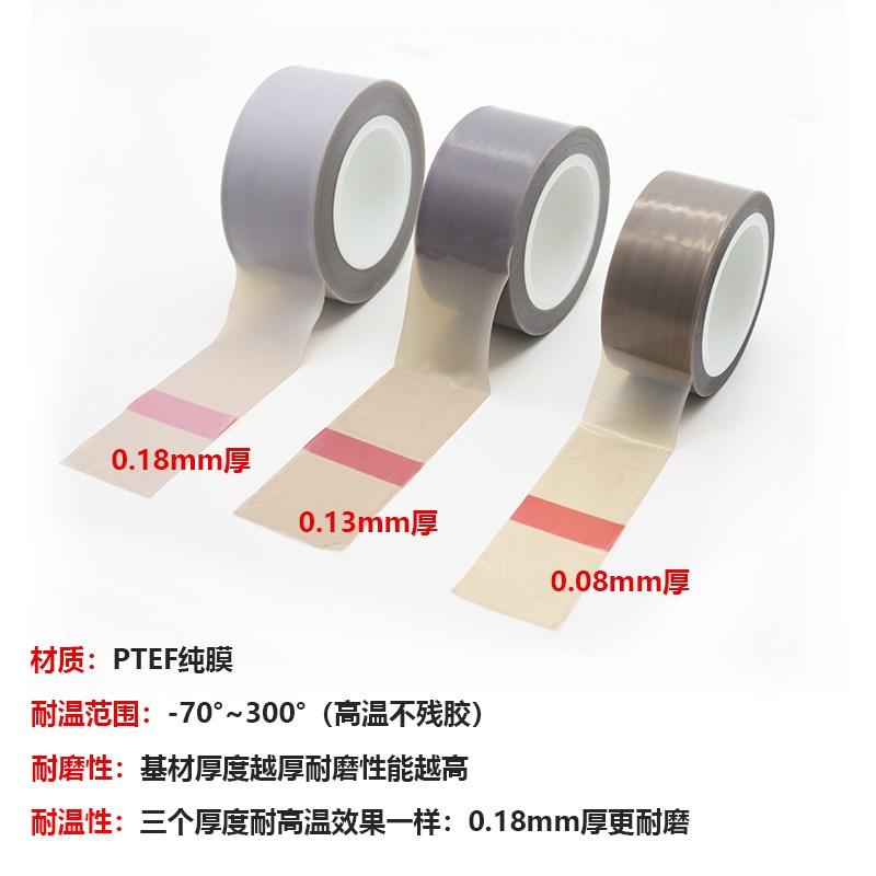 PTFE特氟龙薄膜胶带铁氟龙纯膜耐高温聚四氟乙烯耐磨0.08mm0.13厚