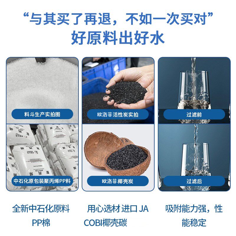 10寸通用净水器滤芯前五级套装PP棉压缩碳颗粒炭家用过滤器过滤芯