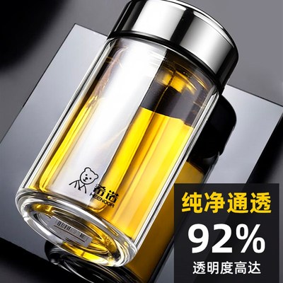 欣诺2025新款高价值玻璃水杯男士家用高档茶杯耐高温单层加厚