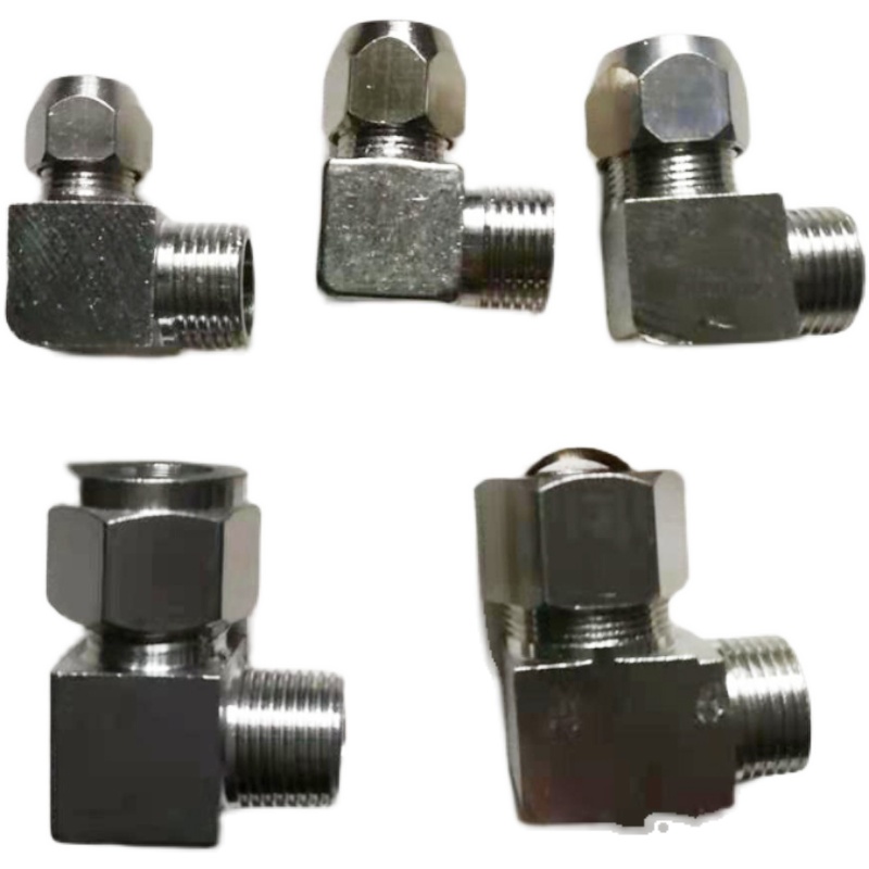 铜镀镍卡套d弯头直角铜管接头3分卡 8 10 12 16mm油管接头