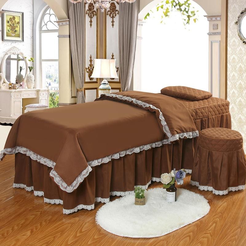 美容床罩套四件套全o棉简约欧式田园风韩式美体按摩床罩可定做