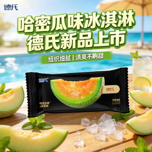 【德氏新品】哈密瓜味冰淇淋清甜水果味冰激凌雪糕