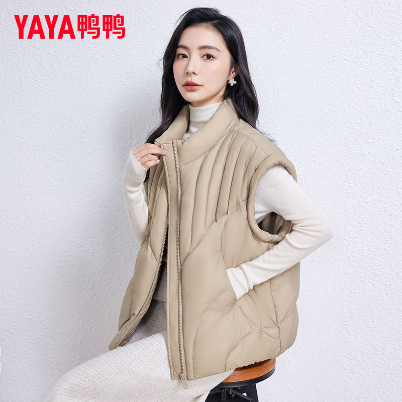 YAYA鸭鸭羽绒马甲女轻薄2026春秋新款时尚立领外穿防寒坎肩外套
