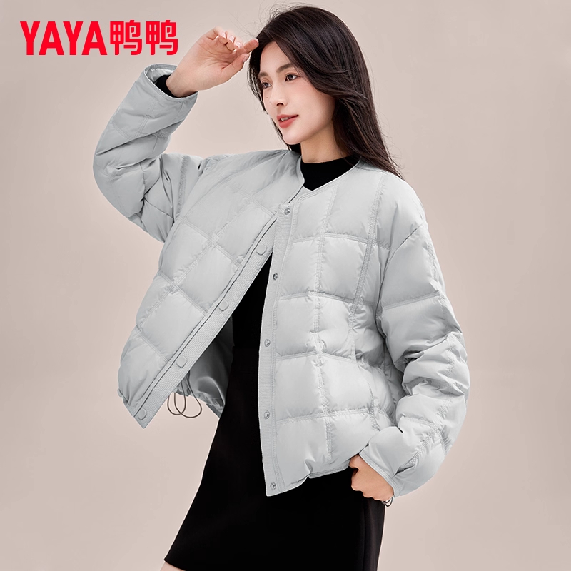 鸭鸭轻薄羽绒服短款女2025冬季新款三防保暖简约小个子女羽绒外套