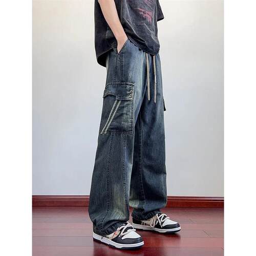 Summer mens jeans with flip pockets  thin and lightweight d