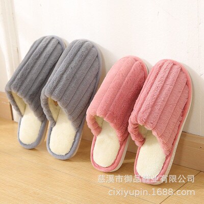 Flax Cotton Slippers for Winter Home Couple Indoor Wooden Fl