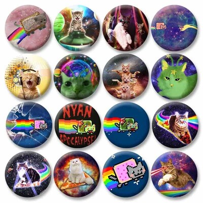 32-75mm Rainbow Alien Cat Enamel Pin Clothing Bag Accessorie