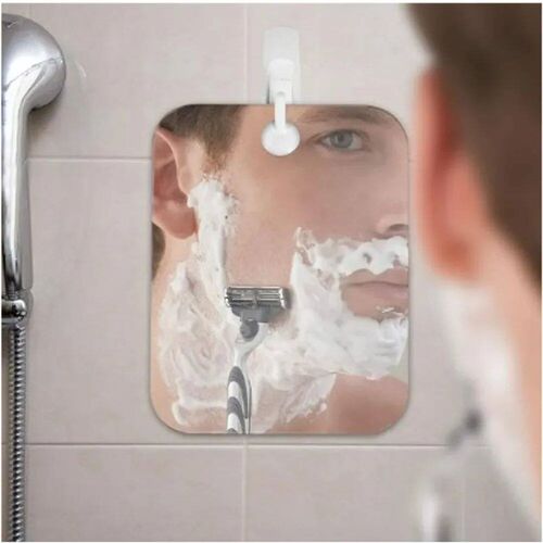 1pc Acrylic Mirror With Wall Suction Shower Mirror For Man S