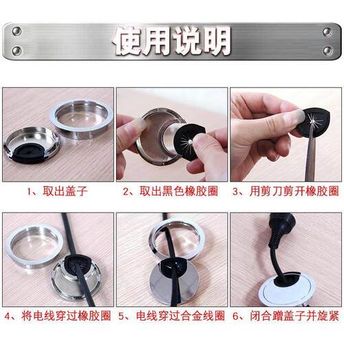 Desk cable hole cover, desktop wire management box, closure