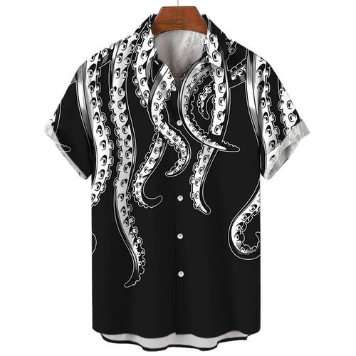 Animal Print Mens Shirt Luxury Octopus Tentacle Pattern Fas