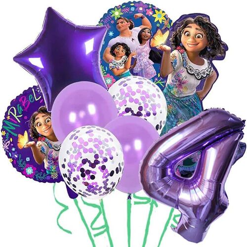 9pcs  Encanto Mirabel Party Balloons Set 32inch Purple Numbe