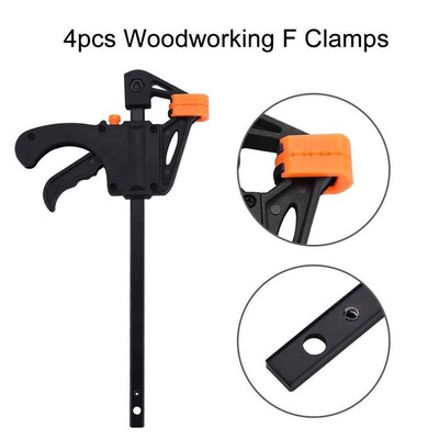 Plastic F Clamps Set 4-Piece, 100mm 4 inch Bar F Clamps Gri