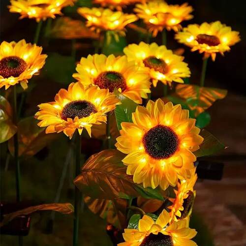 1pcs, Sunflower Solar Lamp, 3 LED Sunflower Yellow Flower La