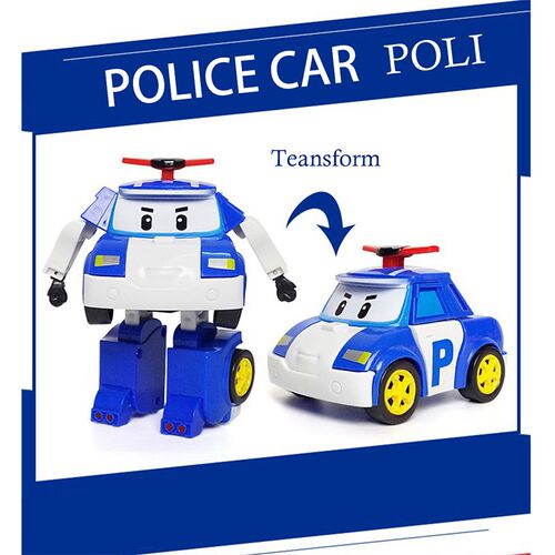 Set of 6 Pcs Poli Car Kids Robot Toy Transform Vehicle Carto