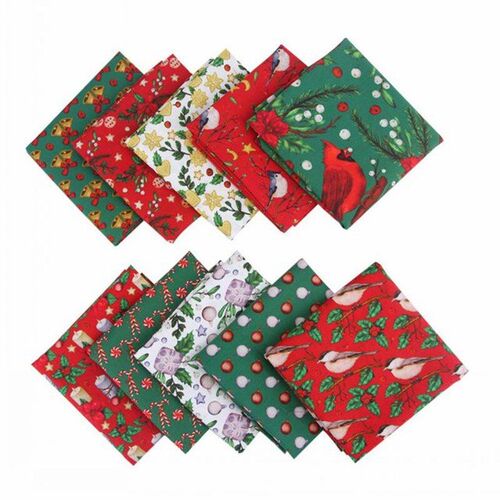 10pcs 25x25Cm Christmas Patchwork Fabric Print Quilting Fabr
