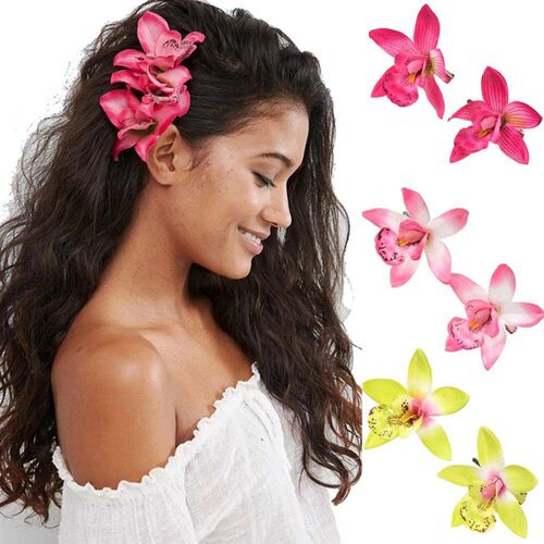 Simulated Orchid Hairpins White Pink Flower Hair Clip For Wo