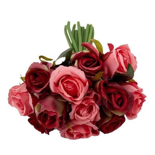 12PcsLots Artificial Rose Flowers Wedding Bouquet White