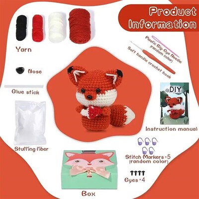 MIUSIE Fox Crocheting Starter Kits with Crochet Hooks Yarn P