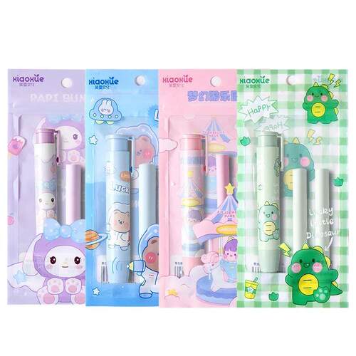 Cartoon Press Eraser Pen Replacement Refills Kawaii Statione