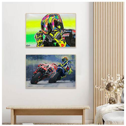Abstract Oil Prints Poster Motorcycle Canvas Painting Poster