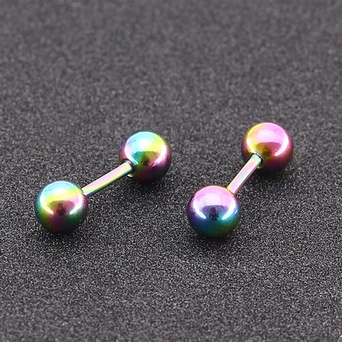 1Pair Medical Titanium Steel Stud Earring Small Ball Screws