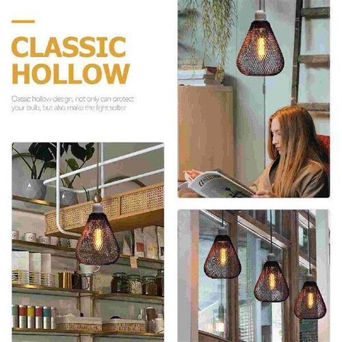 Wrought Iron Lampshade Vintage Bulb Cage Decorative Pendant
