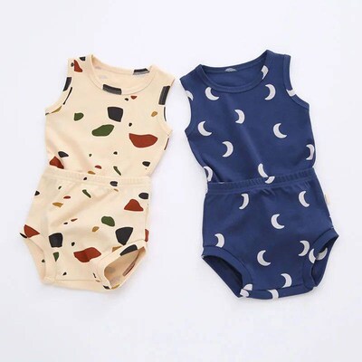 0-3T Newborn Kid Baby Boys Girls Clothes set Summer Print Ta
