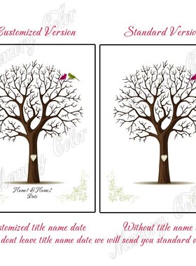 Personalized Name Date Fingerprint DIY Wedding ree Leaf Pain