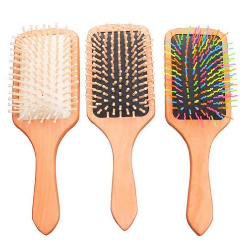 Solid Wood Square Long Handle Air Cushion Massage Comb Anti-
